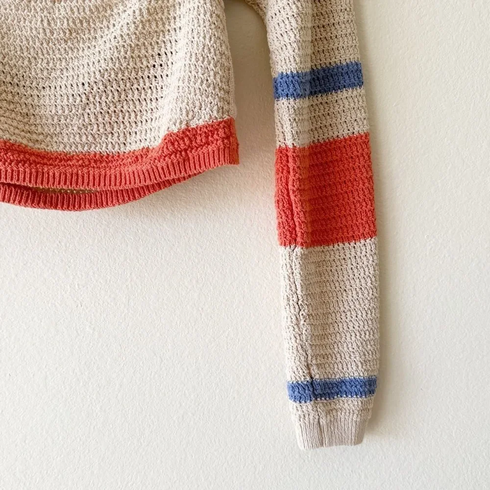 Free People Love Me Long Sleeve Fauxchet Striped Knit Sweater